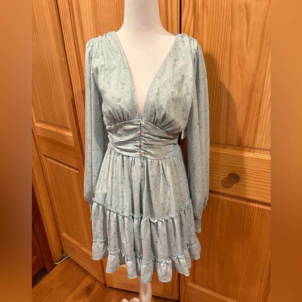 Altar'd State Lisa Floral Mini Dress sage women’s S NWT